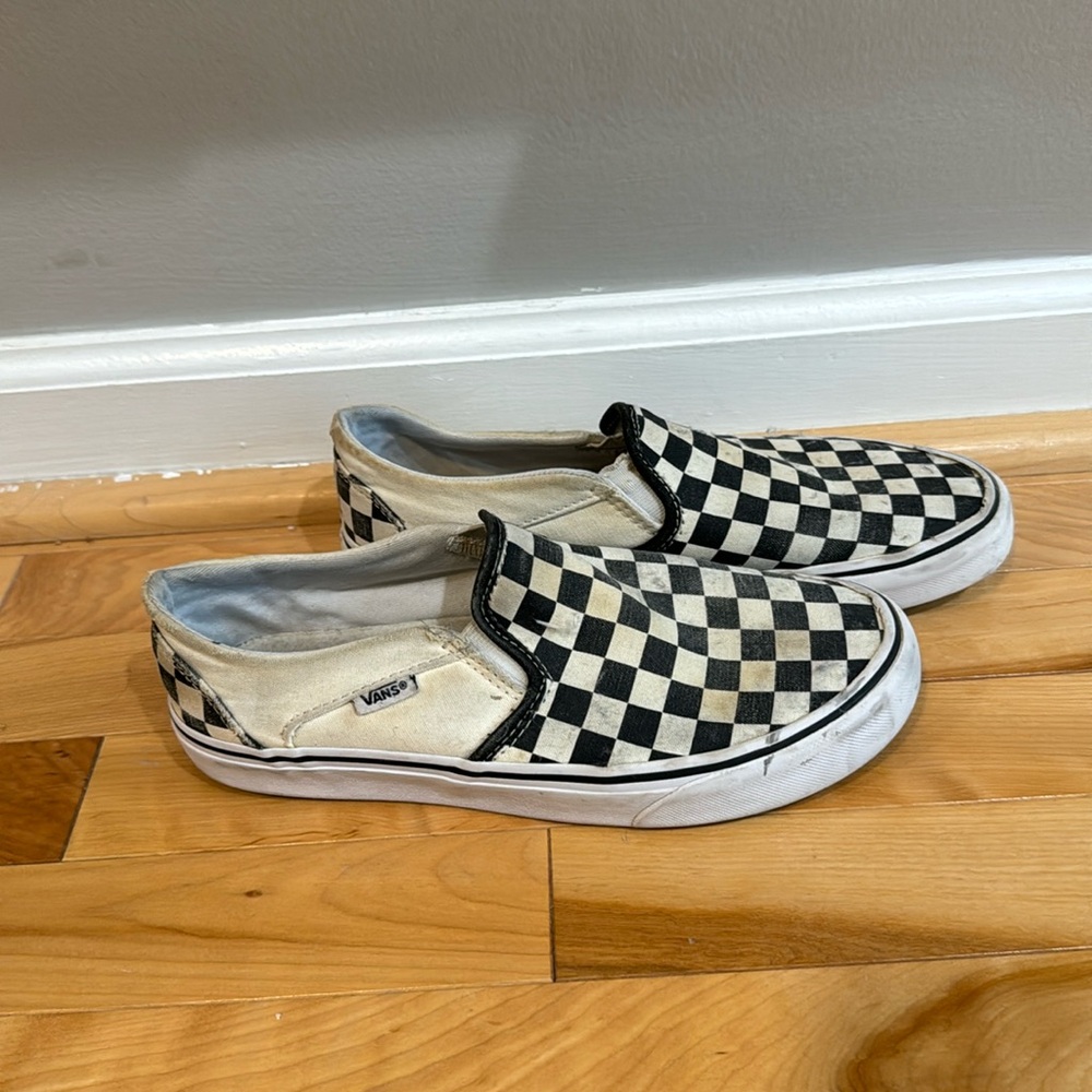 Vans Black and White Checkered Slip On Sneakers